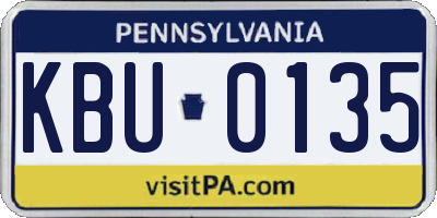 PA license plate KBU0135