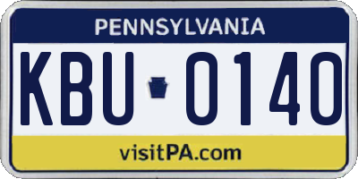 PA license plate KBU0140