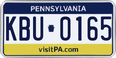 PA license plate KBU0165