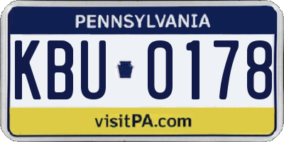 PA license plate KBU0178
