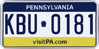 PA license plate KBU0181