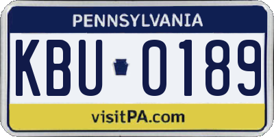 PA license plate KBU0189