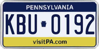 PA license plate KBU0192
