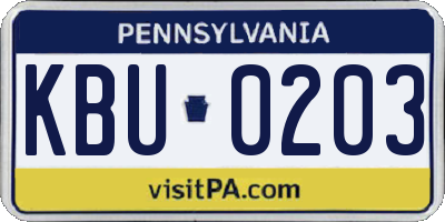 PA license plate KBU0203