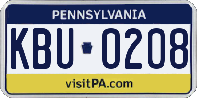 PA license plate KBU0208