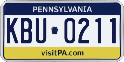 PA license plate KBU0211