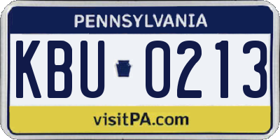 PA license plate KBU0213