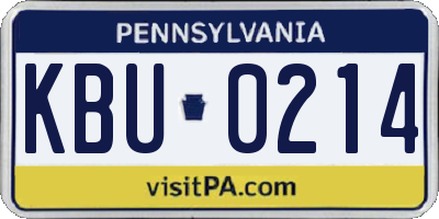 PA license plate KBU0214