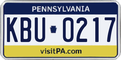 PA license plate KBU0217