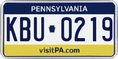 PA license plate KBU0219