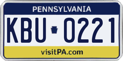 PA license plate KBU0221