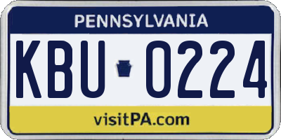 PA license plate KBU0224