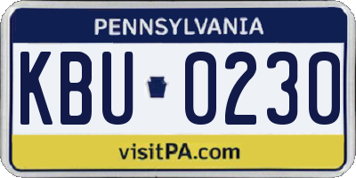 PA license plate KBU0230