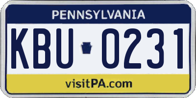PA license plate KBU0231