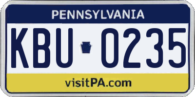 PA license plate KBU0235