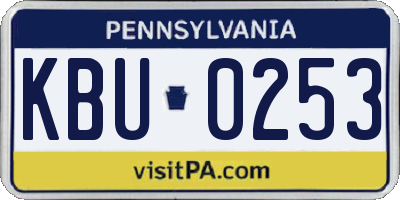 PA license plate KBU0253