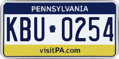 PA license plate KBU0254