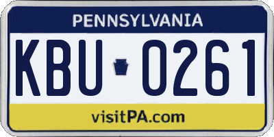 PA license plate KBU0261