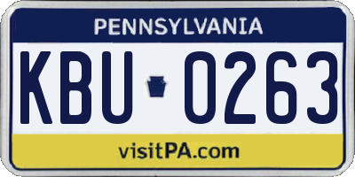 PA license plate KBU0263