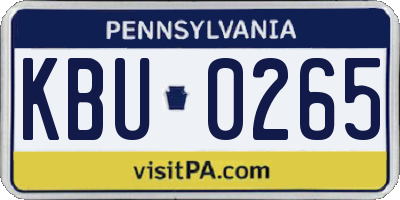 PA license plate KBU0265
