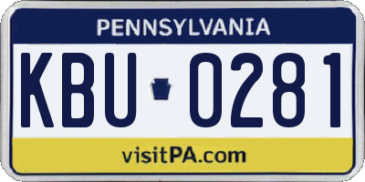 PA license plate KBU0281