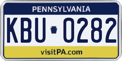 PA license plate KBU0282