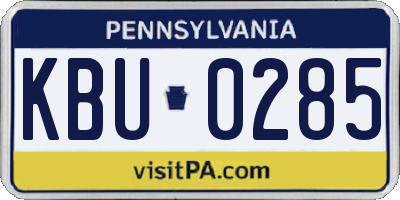 PA license plate KBU0285