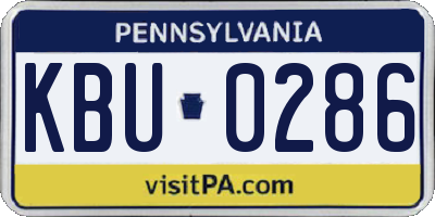 PA license plate KBU0286