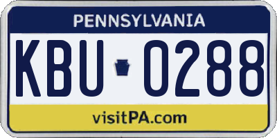 PA license plate KBU0288