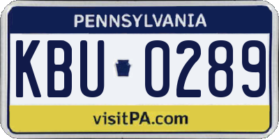 PA license plate KBU0289