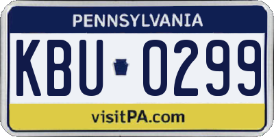 PA license plate KBU0299