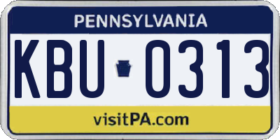 PA license plate KBU0313