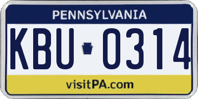 PA license plate KBU0314