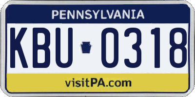PA license plate KBU0318