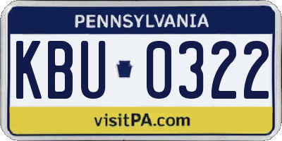 PA license plate KBU0322