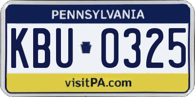 PA license plate KBU0325