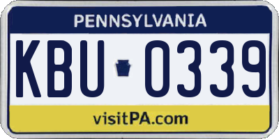 PA license plate KBU0339