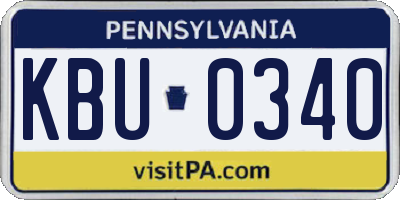PA license plate KBU0340