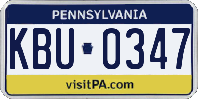 PA license plate KBU0347