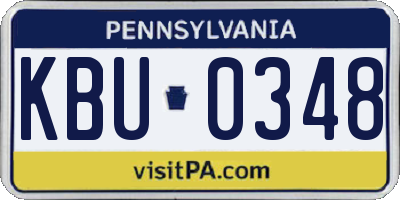 PA license plate KBU0348