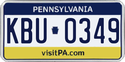 PA license plate KBU0349