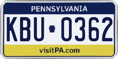 PA license plate KBU0362