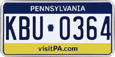PA license plate KBU0364