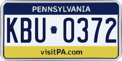 PA license plate KBU0372