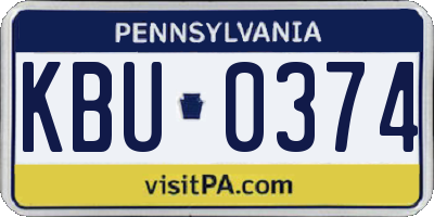 PA license plate KBU0374