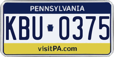 PA license plate KBU0375