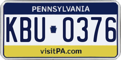 PA license plate KBU0376