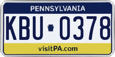 PA license plate KBU0378
