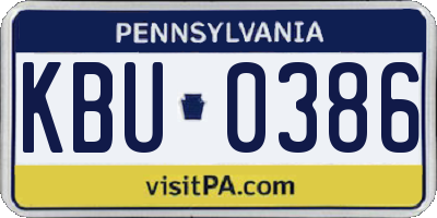 PA license plate KBU0386