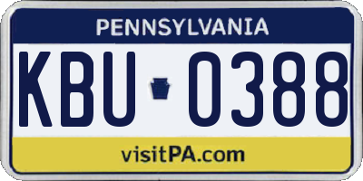 PA license plate KBU0388